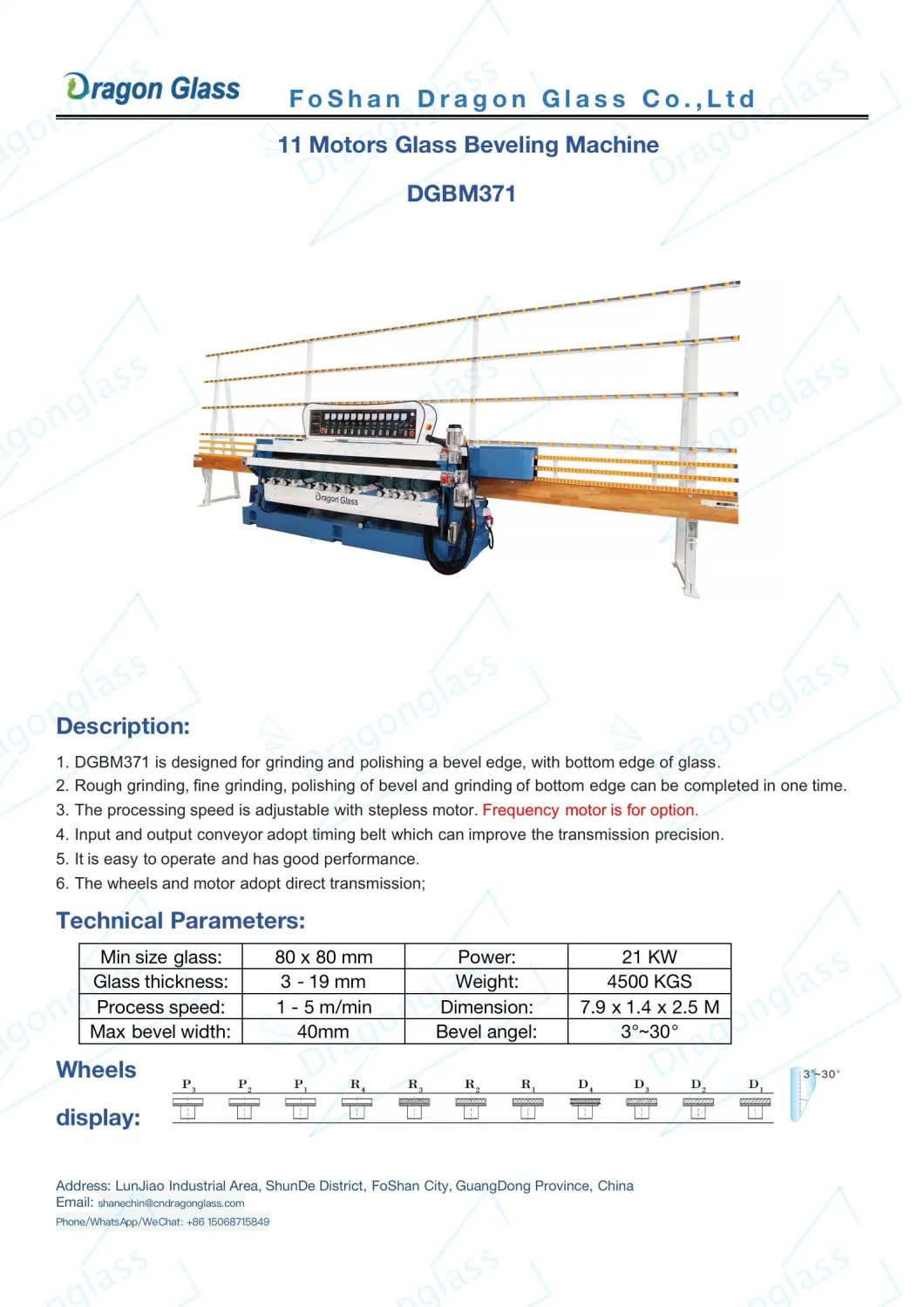 PLC Control 11 Motors Glass Beveling Flat Edger & Variable Miter Shape Mitering Pencil Washing Notching Drilling Sandblasting Breaking Polishing Edging Machine